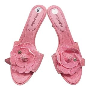 Jeffrey Campbell Pink Candy Striper Women's Fabric Heeled Floral Sandals 6